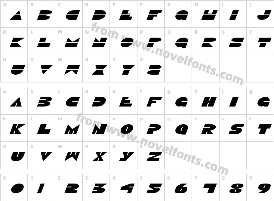 Disco Duck ExpItalicCharacter Map