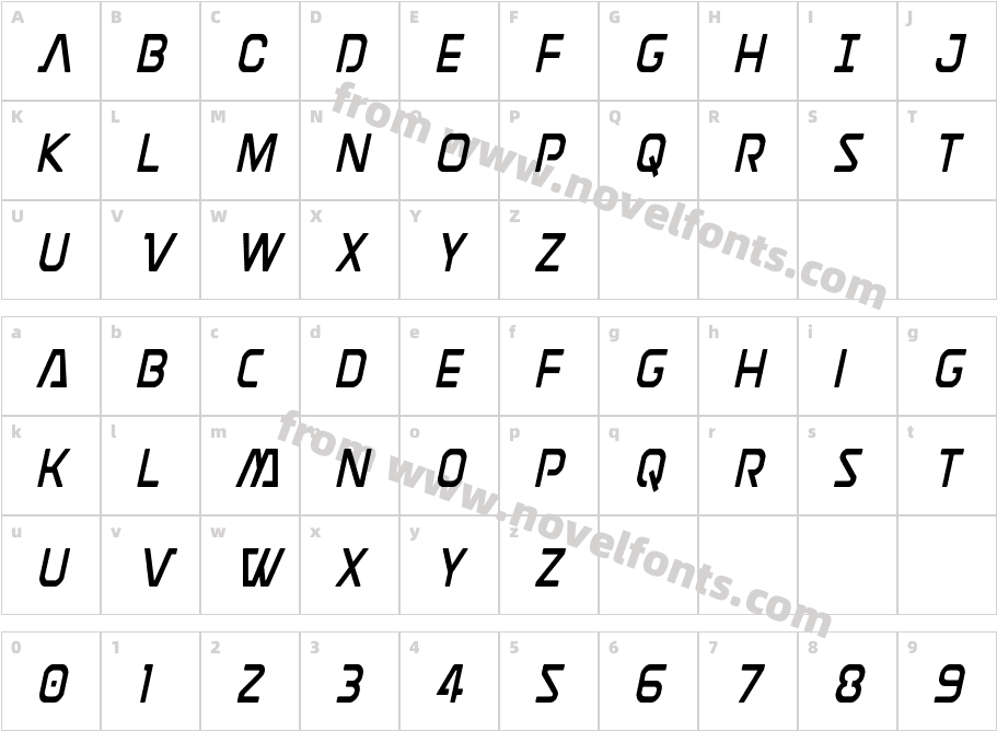 Discotechia CondensedCharacter Map