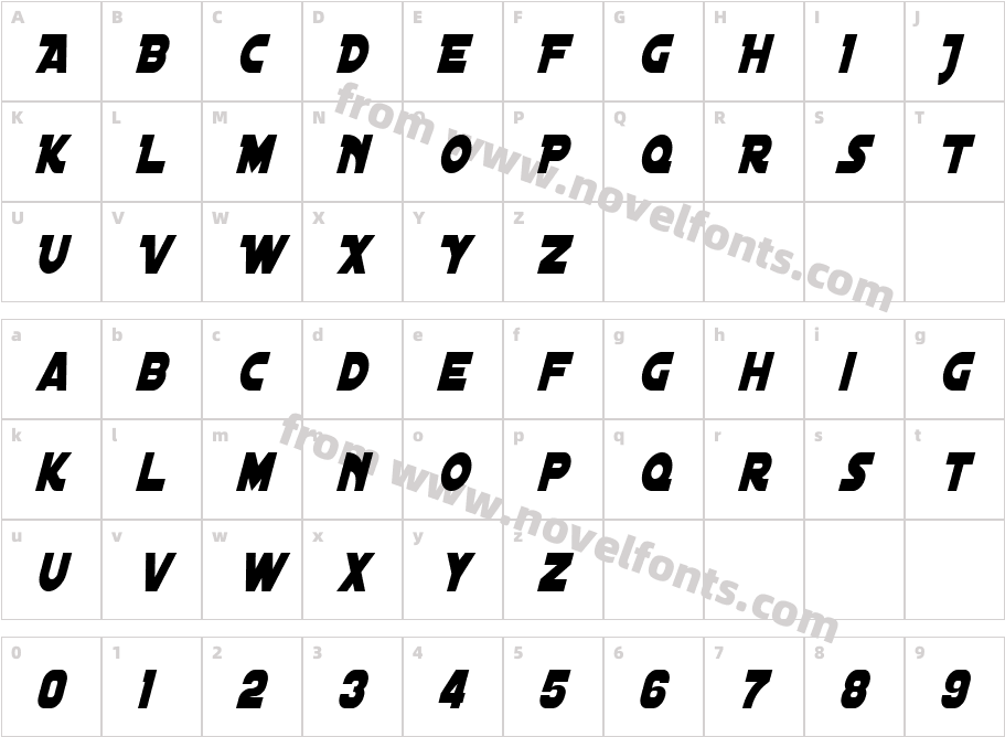 Distant Galaxy Condensed ItalicCharacter Map