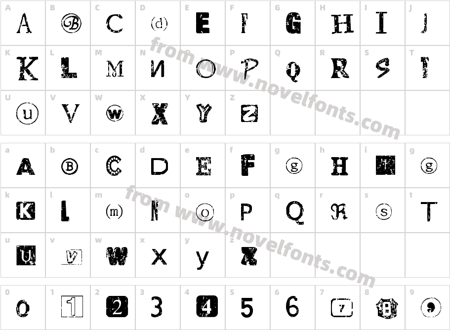 Distressed Ransom NoteCharacter Map