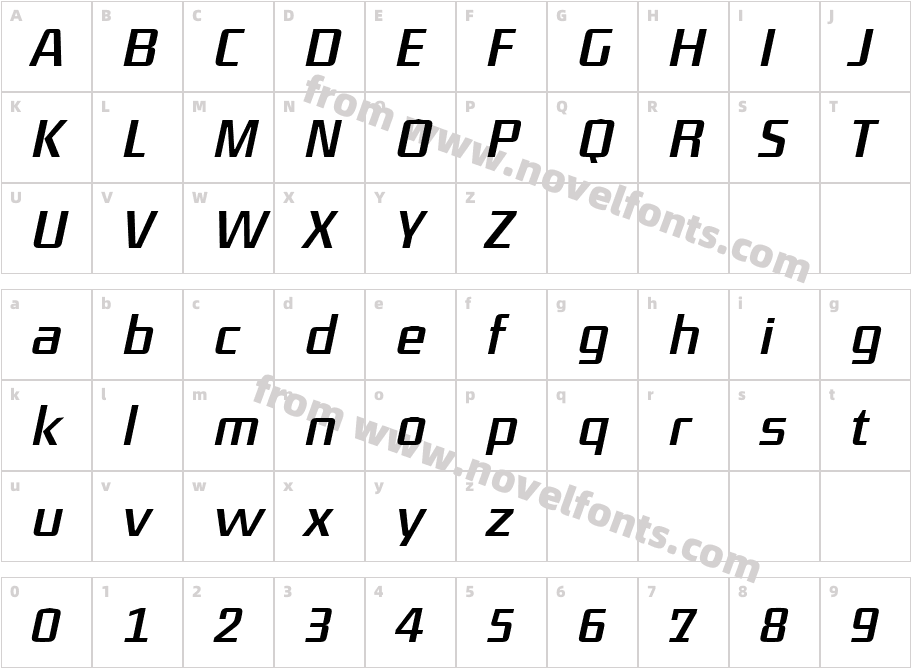 DistrictTF-RegularItalicCharacter Map