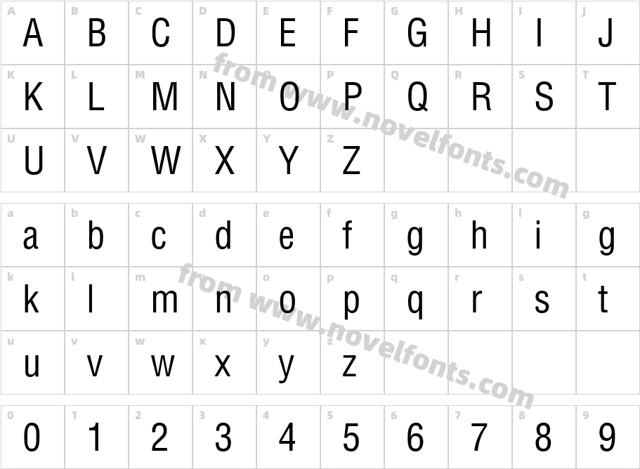 AGLettericaCondensed-RomanCharacter Map