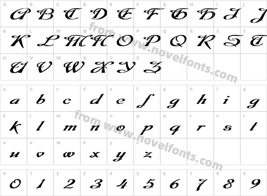 Dobkin Ex Bold PlainCharacter Map