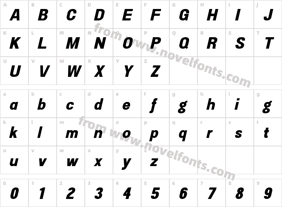 Doboto Black ItalicCharacter Map