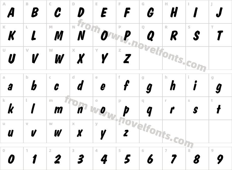 Dom Diagonal Bold BTCharacter Map