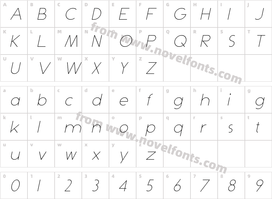 Dominik Thin ItalicCharacter Map