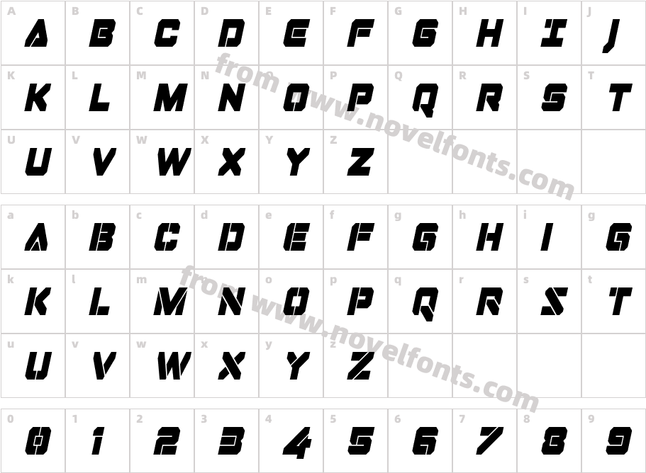 Domino Jack Condensed Italic Condensed ItalicCharacter Map