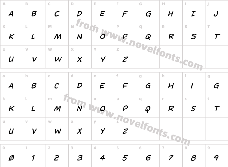 Domino Mask ItalicCharacter Map