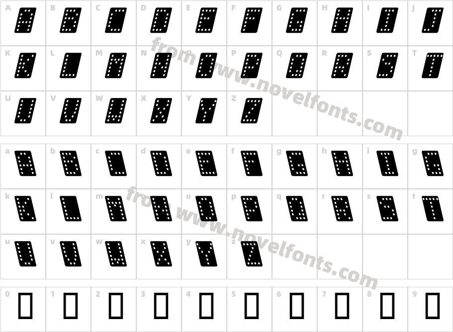 Domino normal kursivCharacter Map