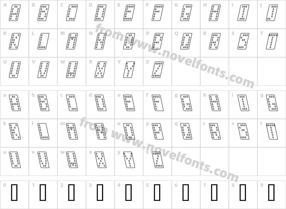 Domino smal kursiv omridsCharacter Map