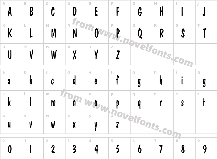 DonCasualCondensedRegularSWFTECharacter Map