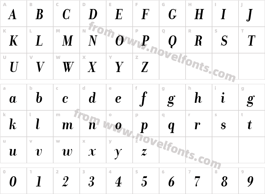 Donatora Display BoldItalicCharacter Map