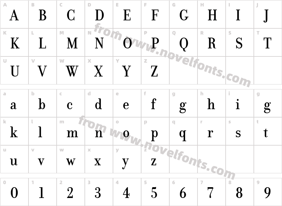 Donatora MediumCharacter Map