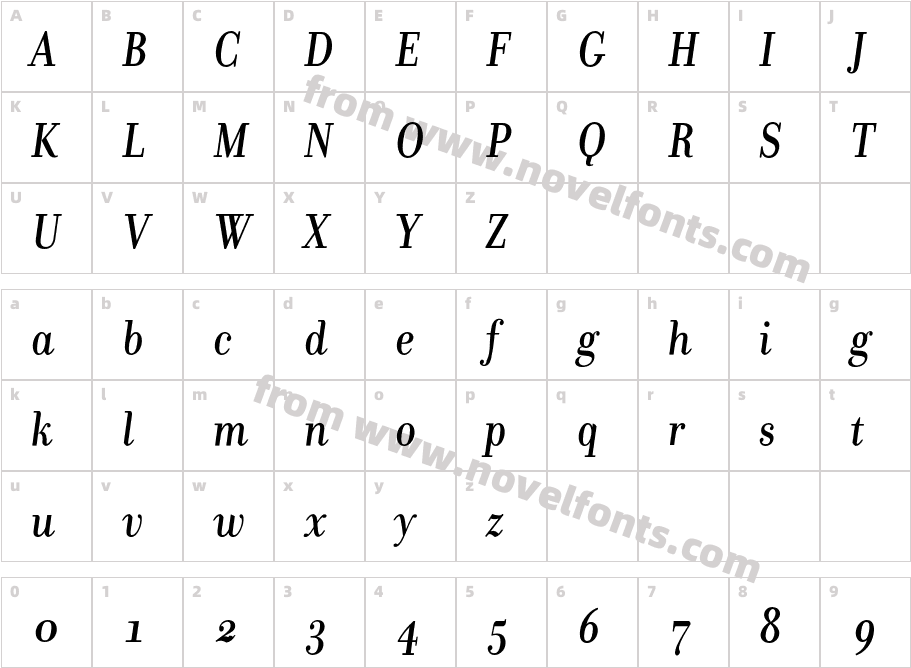 DonatoraMediumOSF-ItalicCharacter Map