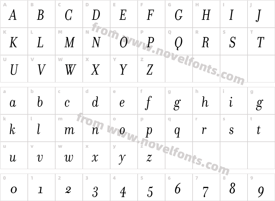 DonatoraOSF-ItalicCharacter Map