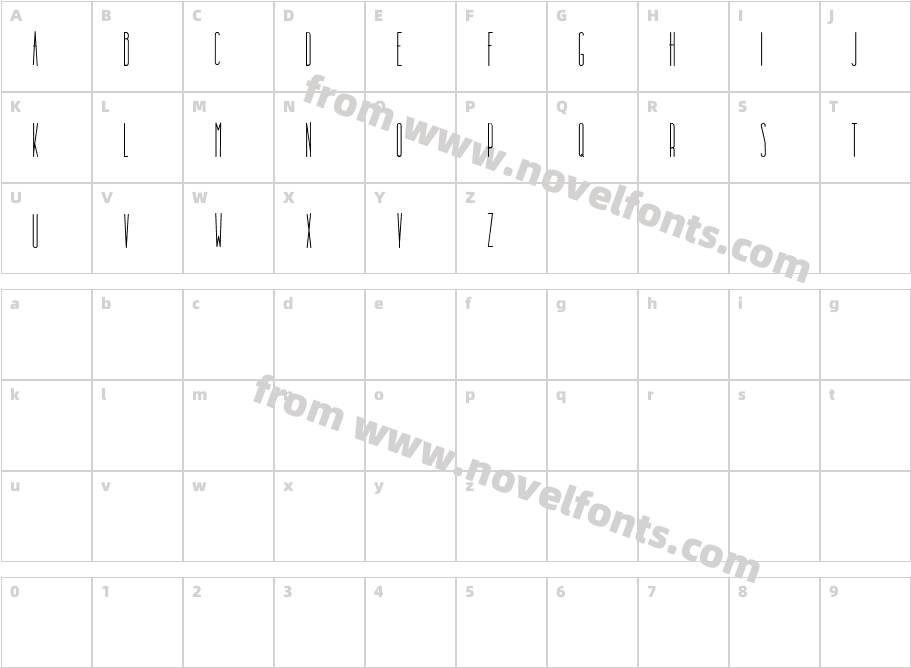 Dooodleista CondensedCharacter Map