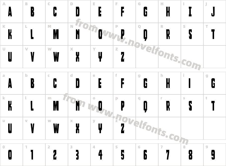 Dorian Gore CondensedCharacter Map