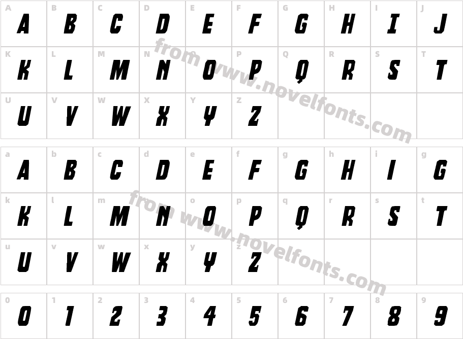 Dorian Gore Expanded ItalicCharacter Map