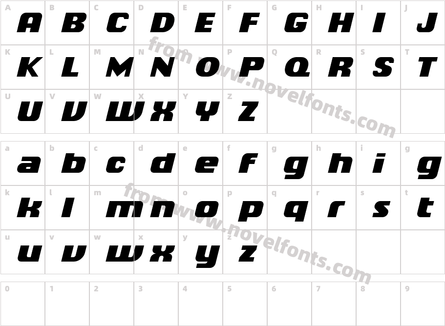 Chiq Reduced Black ItalicCharacter Map