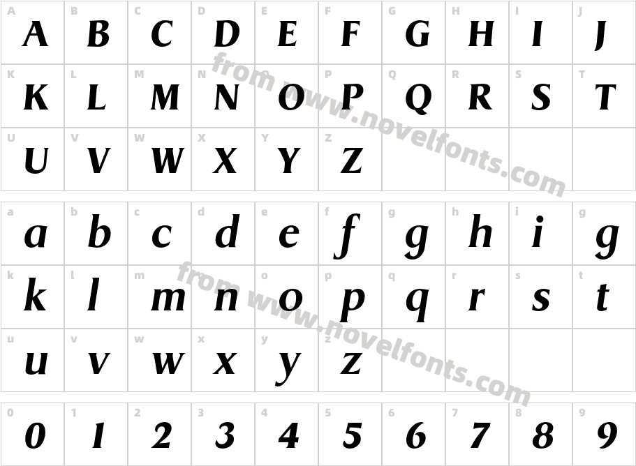 DragonEF-BoldItalicCharacter Map