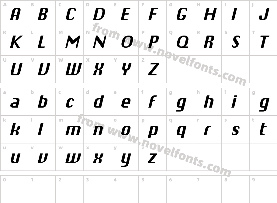 Chiq Reduced Bold ItalicCharacter Map