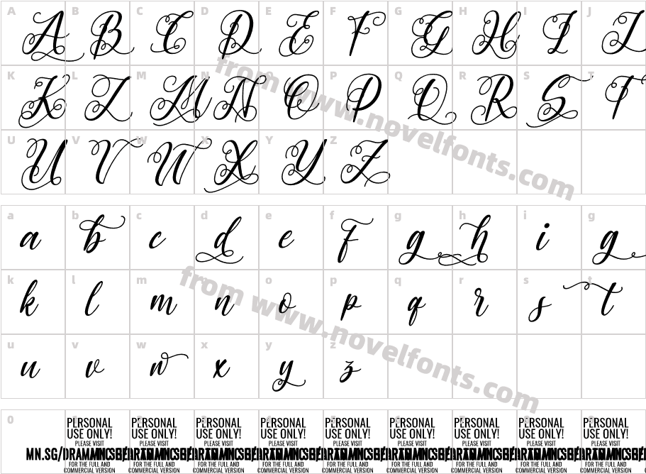 Dramatic Hearts Italic PERSONAL ItalicCharacter Map