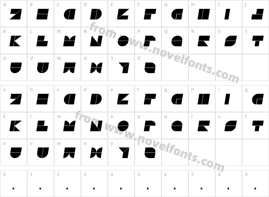 DrebiekExpandedItalicCharacter Map