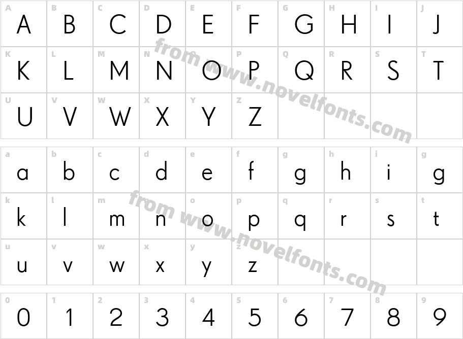 Drescher Grotesk BT BookCharacter Map