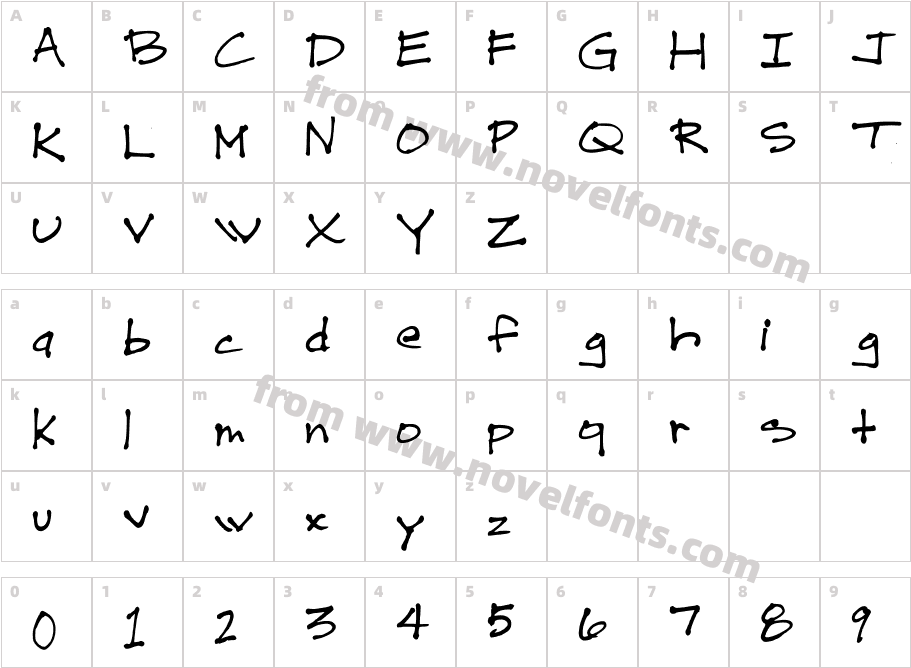 Drew Hand 1Character Map