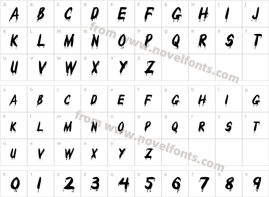 Drips  ItalicCharacter Map