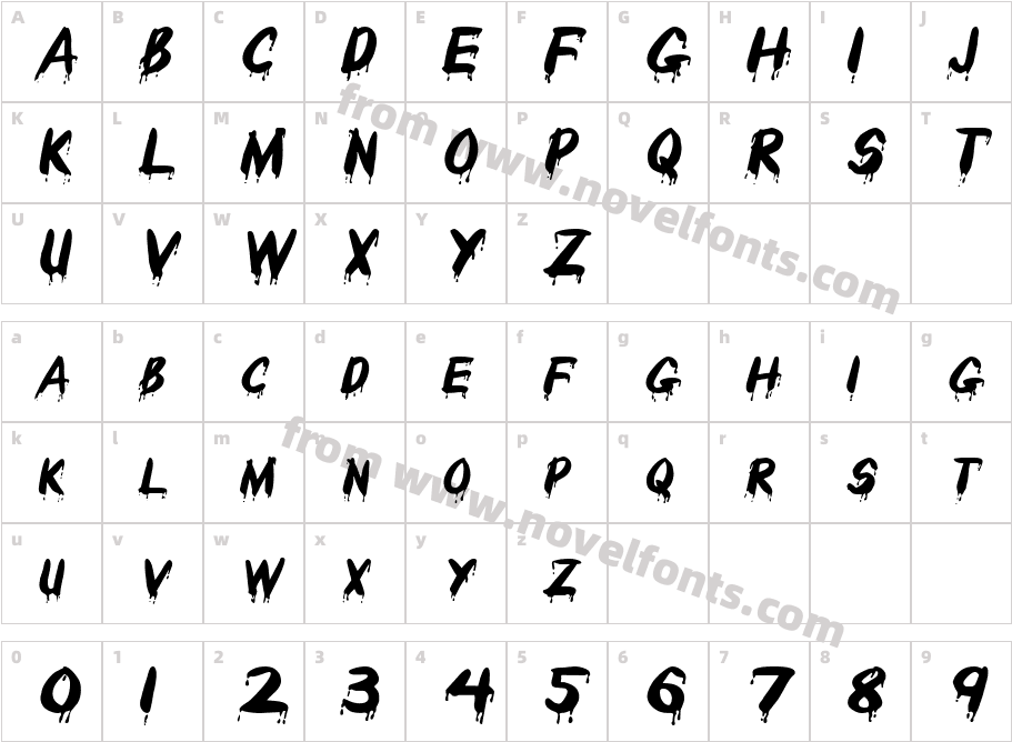 Drips-Extended ItalicCharacter Map