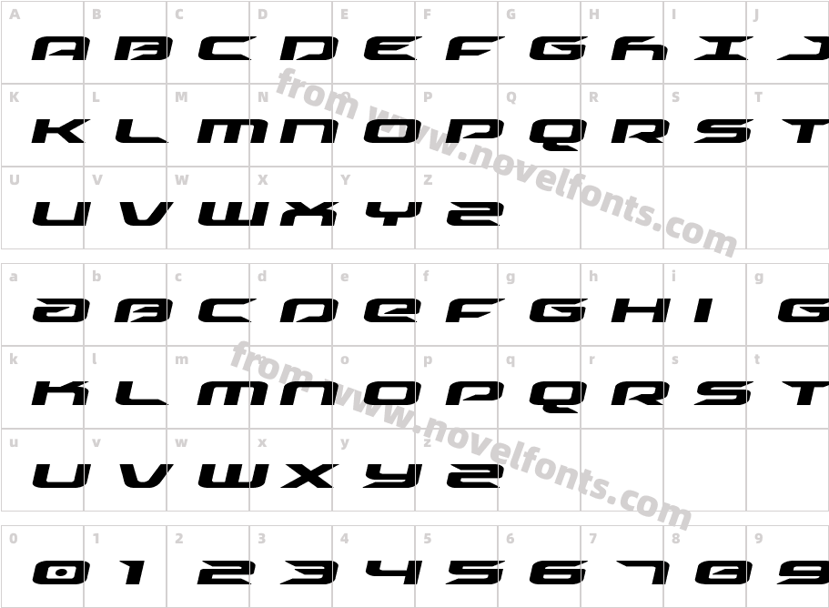 Drive Expanded ItalicCharacter Map