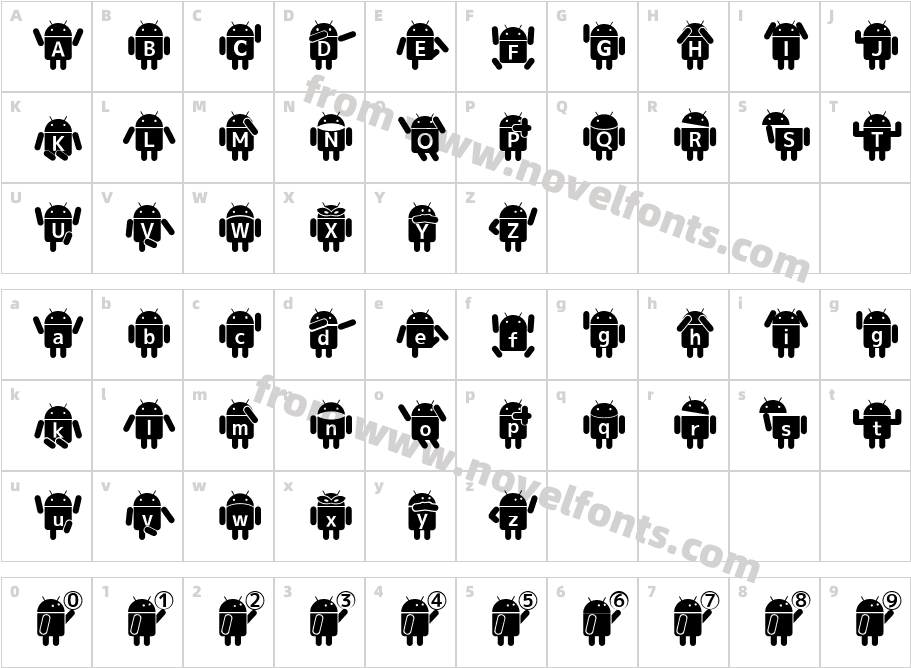 Droid Robot JapaneseRegularCharacter Map