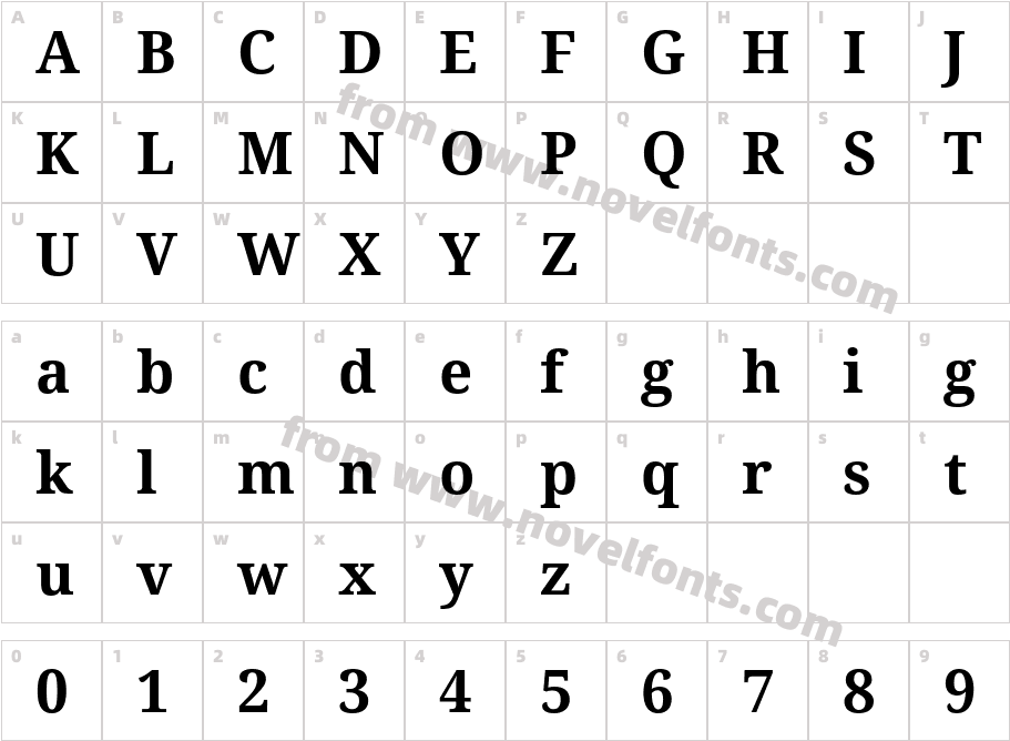 Droid Serif BoldCharacter Map