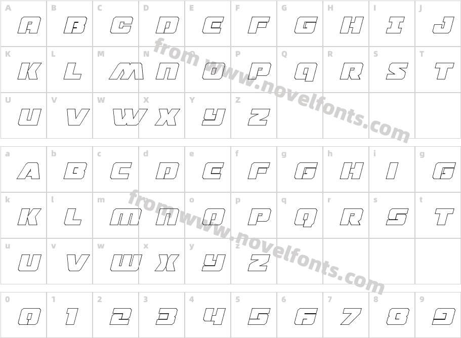 Drone Tracker Thin Outline ItalicCharacter Map