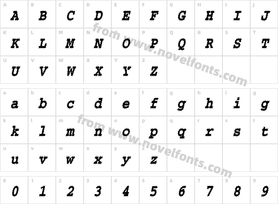 Chisel-Spiked-Condensed ItalicCharacter Map