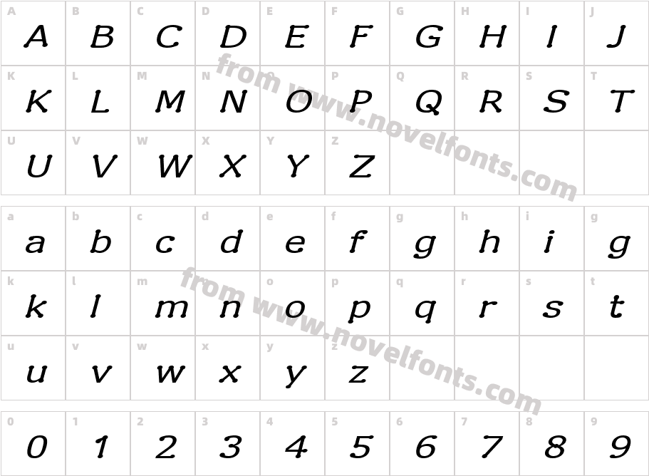 Drummon ItalicCharacter Map