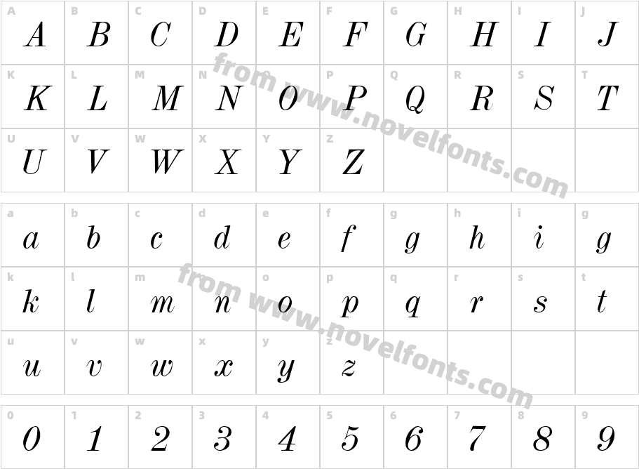 Dubiel ItalicCharacter Map