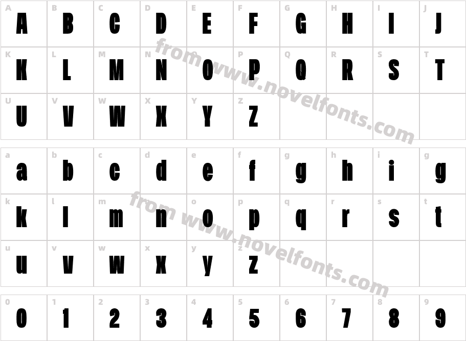 Duera PERSONAL USE Condensed BlackCharacter Map