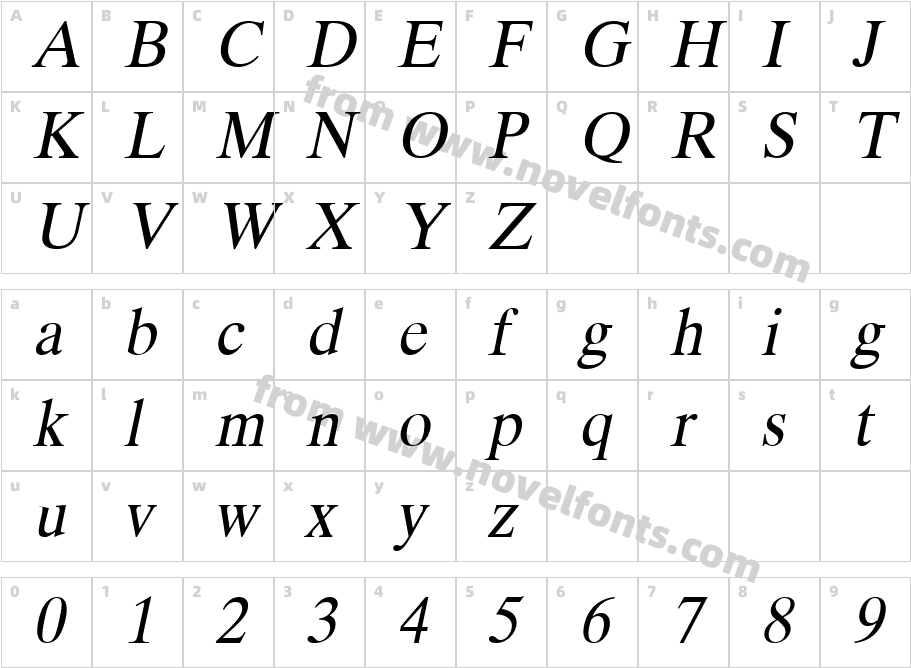 Duke Wide ItalicCharacter Map