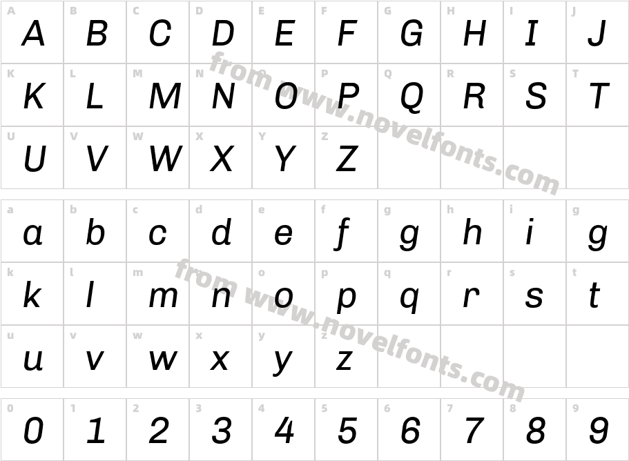 Chivo-ItalicCharacter Map