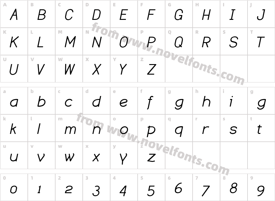 Dustismo ItalicCharacter Map