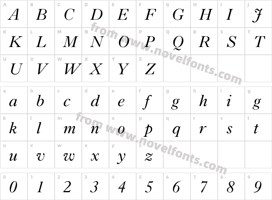 Dutch 766 Italic BTCharacter Map