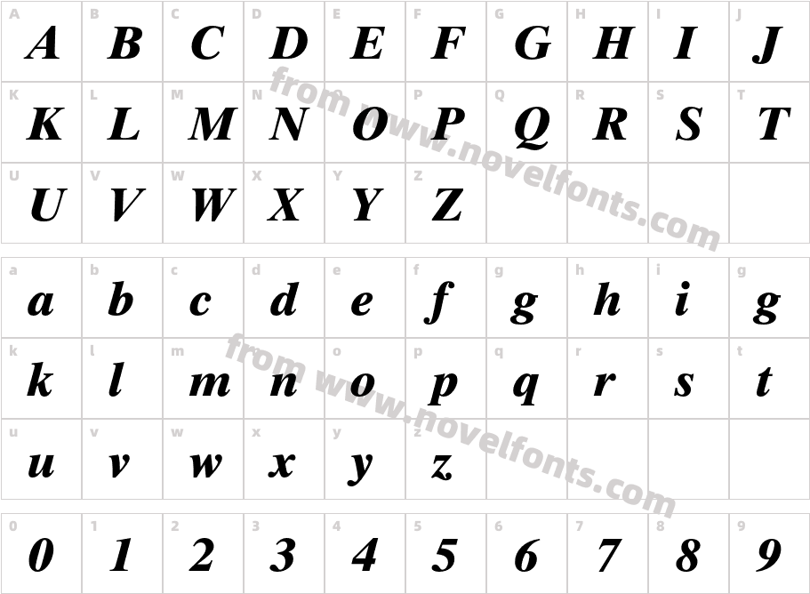 Dutch801BT-ExtraBoldItalicCharacter Map