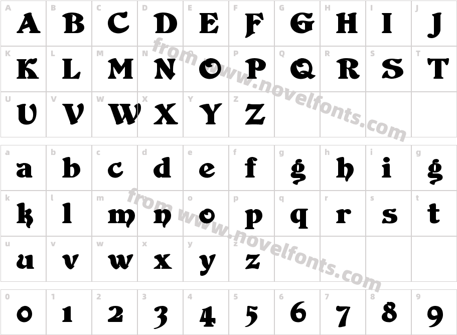 Duvall BoldCharacter Map