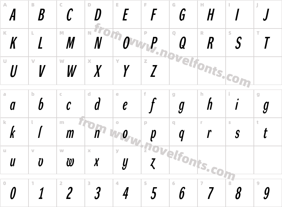 DynamoDxcItalicDXCCharacter Map