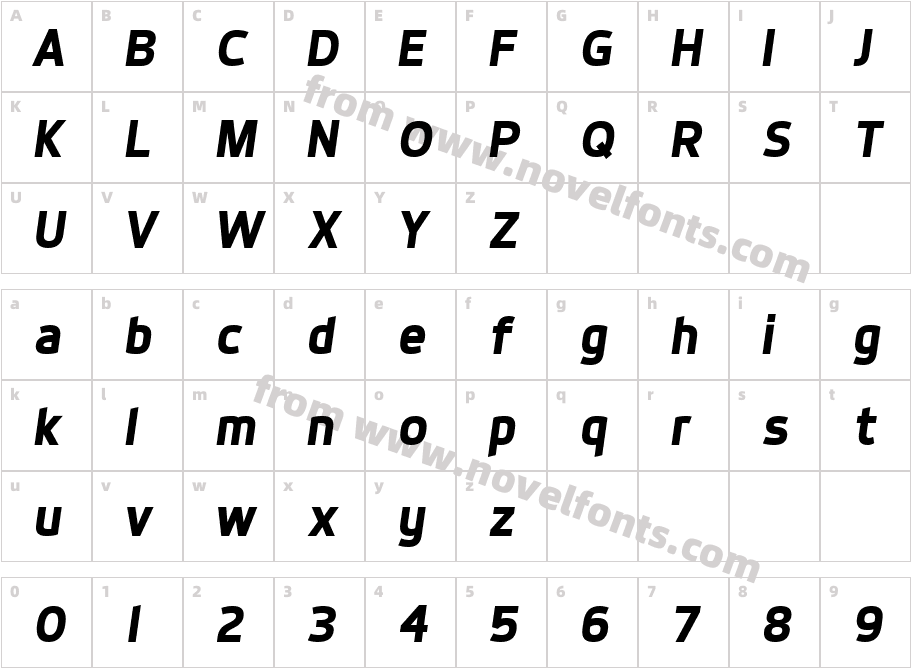 Dyno Bold ItalicCharacter Map