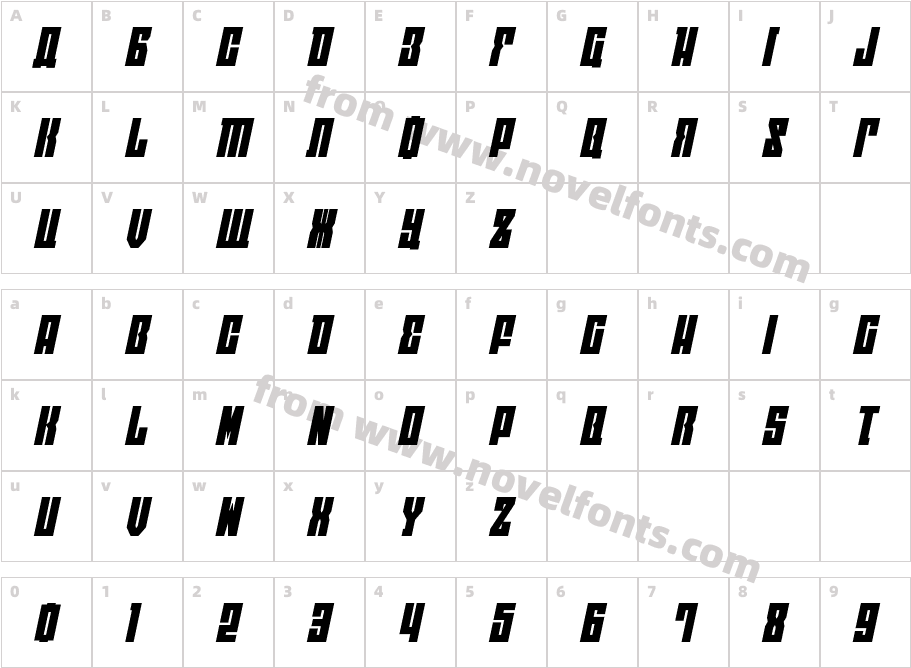 EAST-west Expanded ItalicCharacter Map