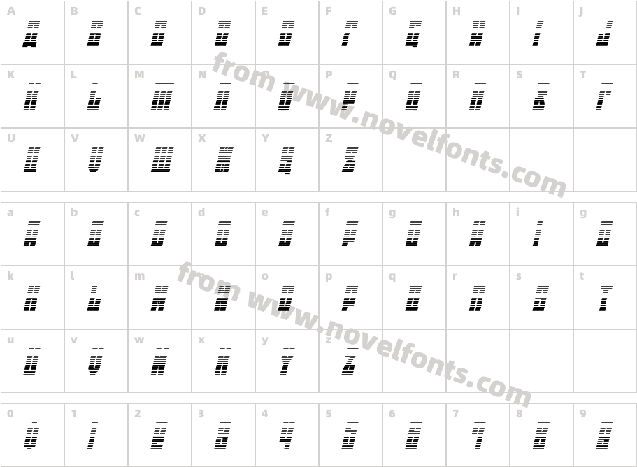 EAST-west Gradient ItalicCharacter Map