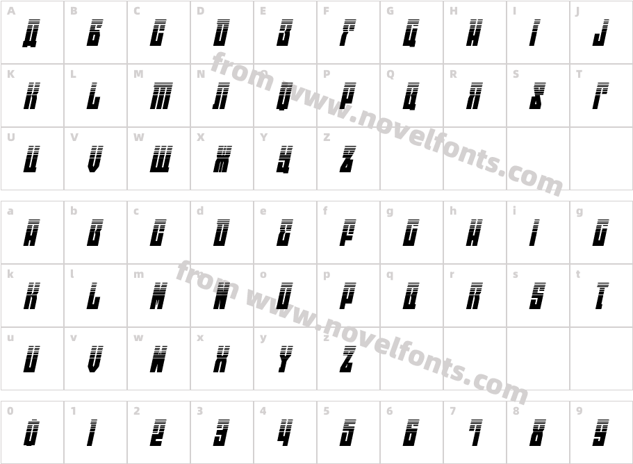 EAST-west Halftone ItalicCharacter Map